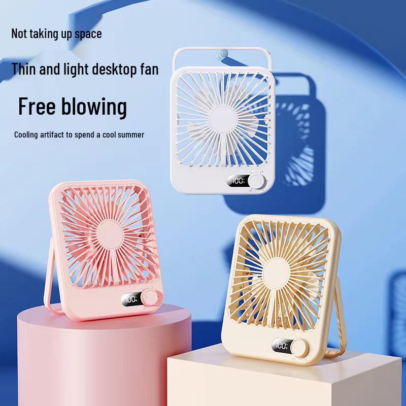 Portable Dual-Use Desktop & Hanging Fan with USB Charging and Stepless Speed Display