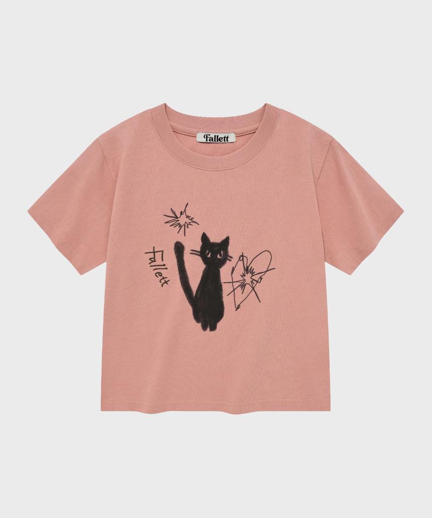 FALLETT Night Nero Crop Short Sleeve Tee Pink