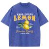 Woman Washed T-Shirts Hand Picked Lemon Always Fresh Print Short Sleeve Cotton Crewneck Oversize Tops Vintage Clothes