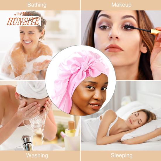 Ночная шапка с длинными атласными косами, женская шапочка для сна, эластичный галстук, большая регулируемая шапочка для сна, женская и длинная защитная шапка для вьющихся волос