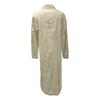 Women Fashion Casual Cotton Linen Dress Solid Color Long Sleeve Long Dress