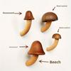 4Pcs Wooden Mushroom Refrigerator Magnet Home Kitchen Refrigerator Magnet 3D Solid Wood Magnet Crafts Ornament Wood Color