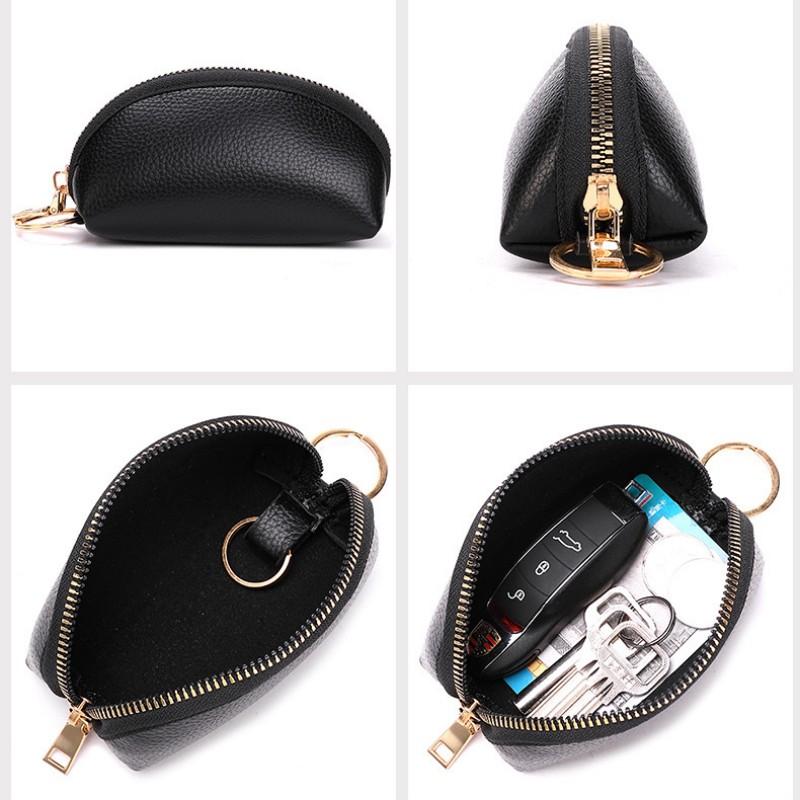 Soft Leather Key Holder Organizer Pouch Men Women Car Key Wallet House Keychain Housekeeper Key Case Zipper Bag Mini Card Bag