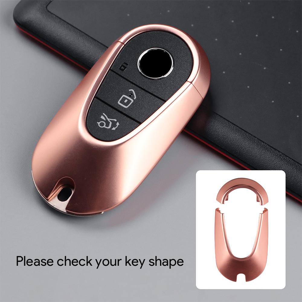 Rose Gold Car Remote Key Case Trim Cover for Mercedes Benz C S Class W206 W223 S350 C260 C300 S400 S450 S500 2024 2025