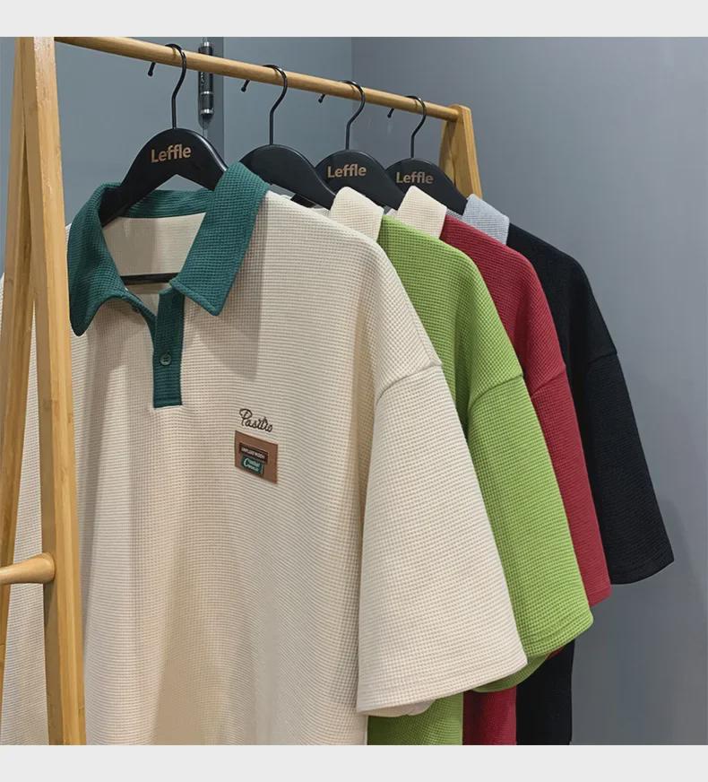 Мужская летняя ретро-футболка-поло с короткими рукавами из хлопка