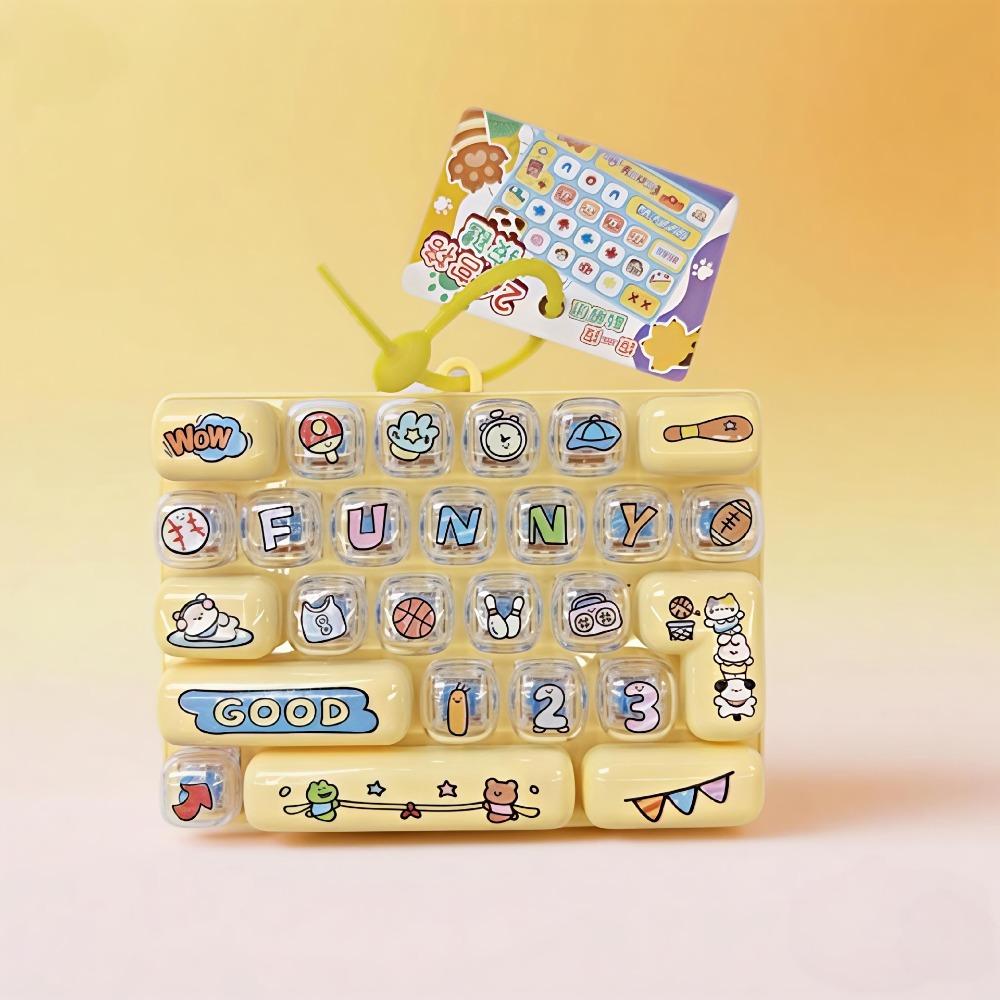 Cartoon Mechanical Fidget Keyboard Clear Key Sounds Fingertip Button Key Ring Party Favor