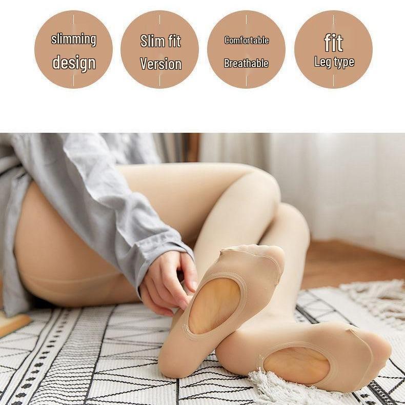 Autumn/Winter Anti-Snag Footless Wire Pantyhose for Women - Plus Size, Concealing Bare Leg Stockings