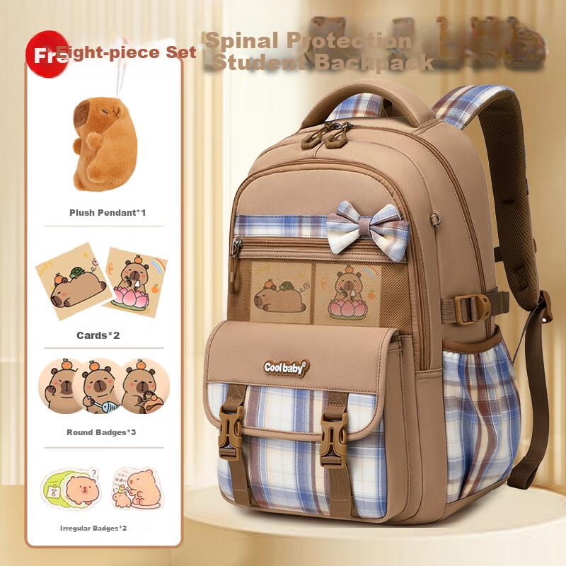 COOLBABY Capibara Backpack Pendant for Primary School Students, Children's Spine Protection And Load