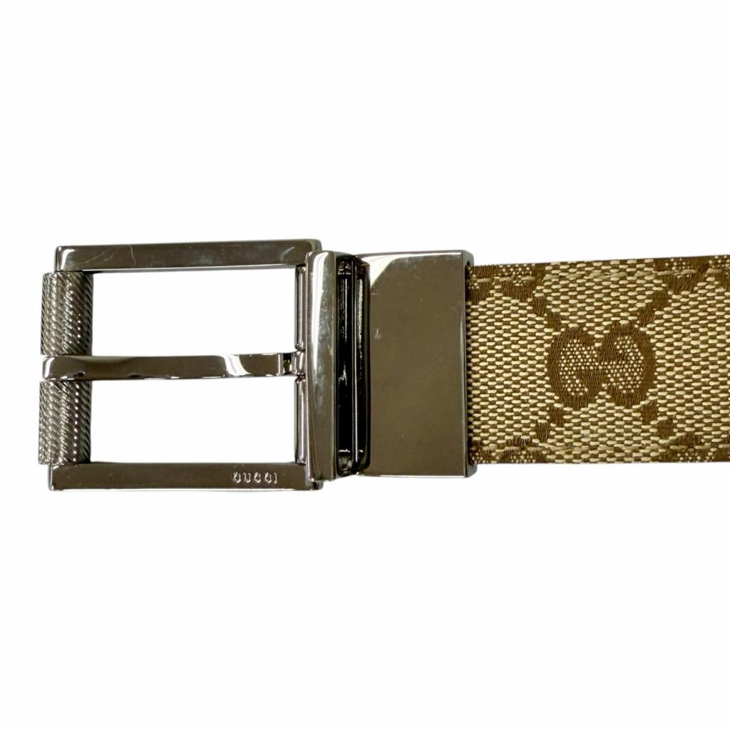 Отличный ремень GUCCI Серебряная пряжка-булавка бежевая кожа мужской Б/У