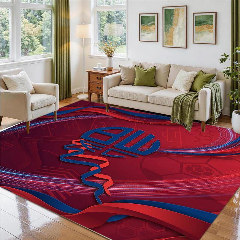 Bolton Wanderers FC Design Crystal Velvet Rug Soft Decorative Mat for Bedroom Entrance