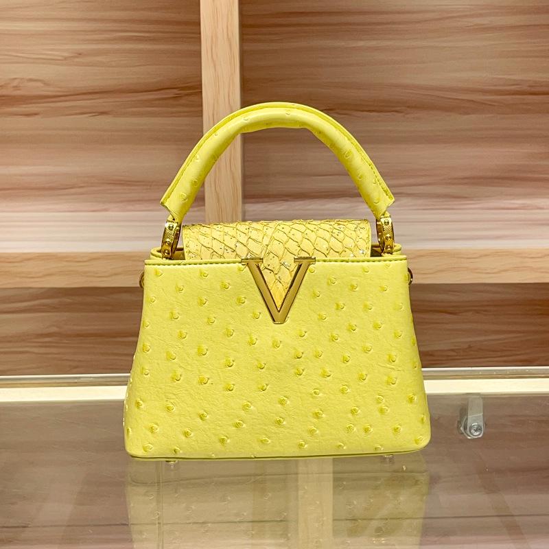 2025 High-End Women's Genuine Leather Ostrich Pattern Crossbody Shoulder Handbag