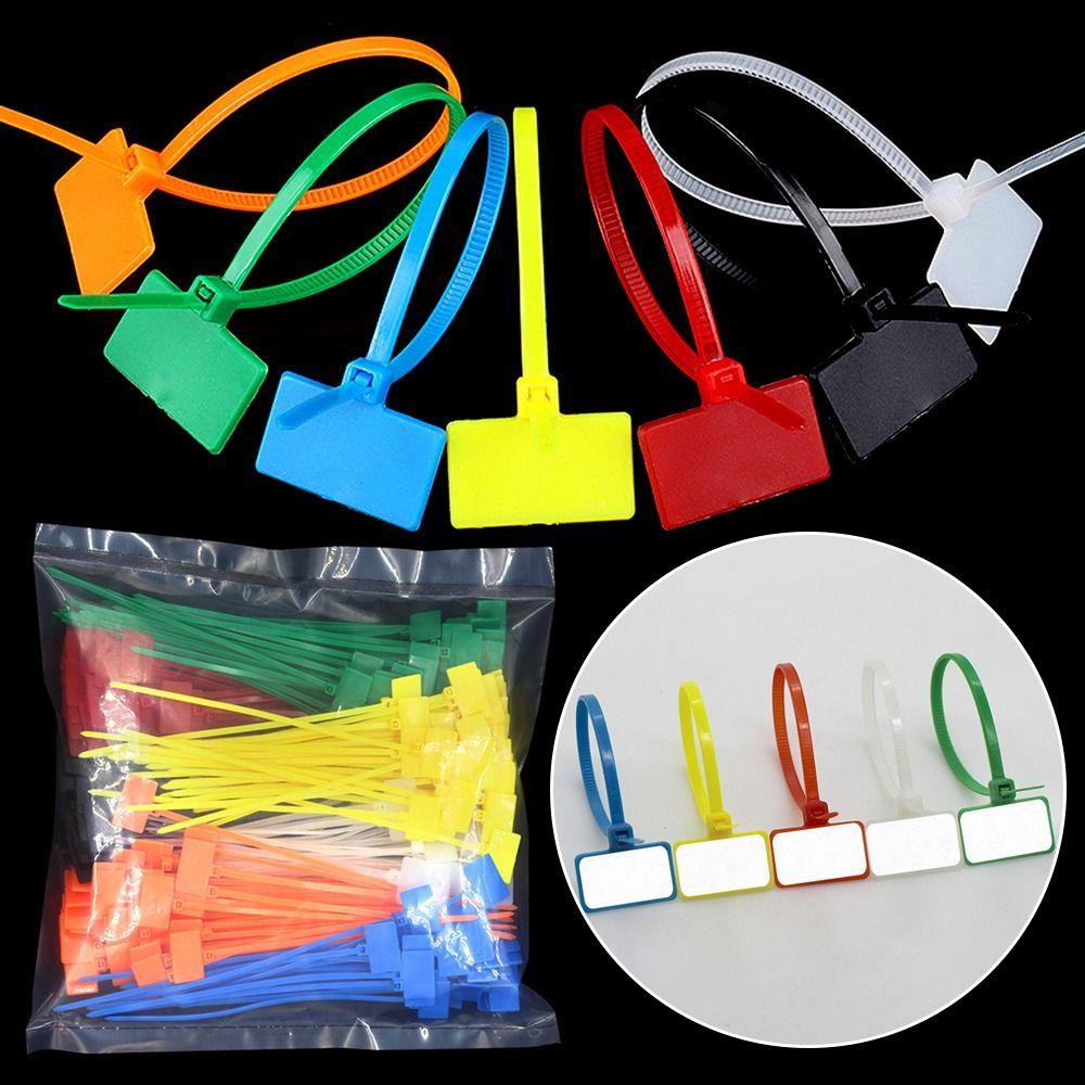100pcs Easy Mark Cable Ties Colorful Style Nylon Ties Zip Tie Plastic Label Regular Tagging