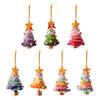 Knitted Christmas Tree Ornaments Mini Crochet Christmas Tree Hanging Pendant with Gold Jingle Bell for Holiday Home Party Decoration
