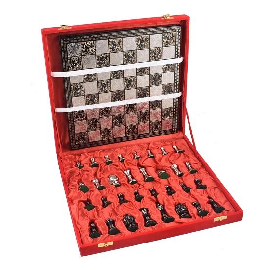 Набор шахматных фигур Staunton Inspired Luxury Brass Metal 30,48 см, серебристый, черный