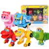 5pcs/set ABS Min Deformation Gogo Dino Action Figures REX Transformation Car Airplane Motorboat Crane Dinosaur Toys for Kids