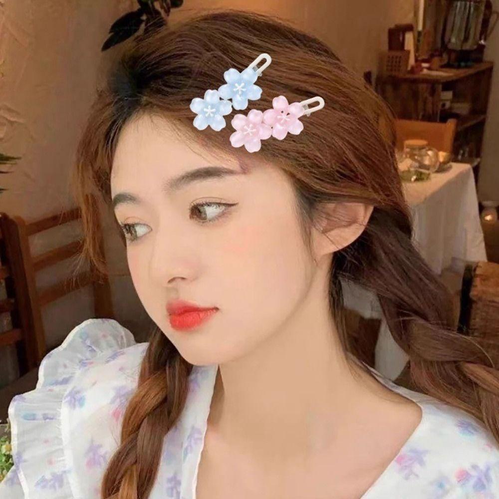 2Pcs Styling Tools Hair Clips Sakura Flower Duckbill Clip Exquisite Barrette