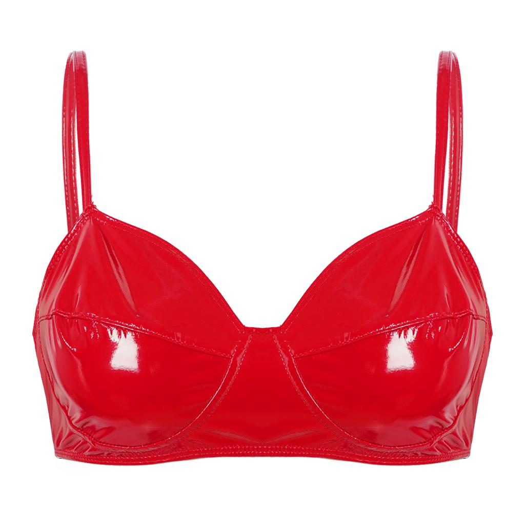 Women's Sexy Wetlook Bra Top No Padded Wireless Bustier Corset Clubwear