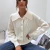 Женский однобортный вязаный кардиган на осень/зиму 2025 - Однотонный, отложной воротник, европейский и американский стиль