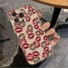 Прозрачный чехол для телефона с леопардовым принтом и красными губами для iPhone 16 15 11 12 14 13 Pro Max Mini X XSMax XR 7 8 Plus SE4 16e Силиконовый чехол