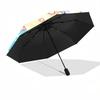 1pc Happy Ice Cream Automatic Opening/Closing Umbrella with Portable Tri-Fold Design, 8-Bone Iron Frame Outdoor Umbrella, Perfect Festival Gift for Fa