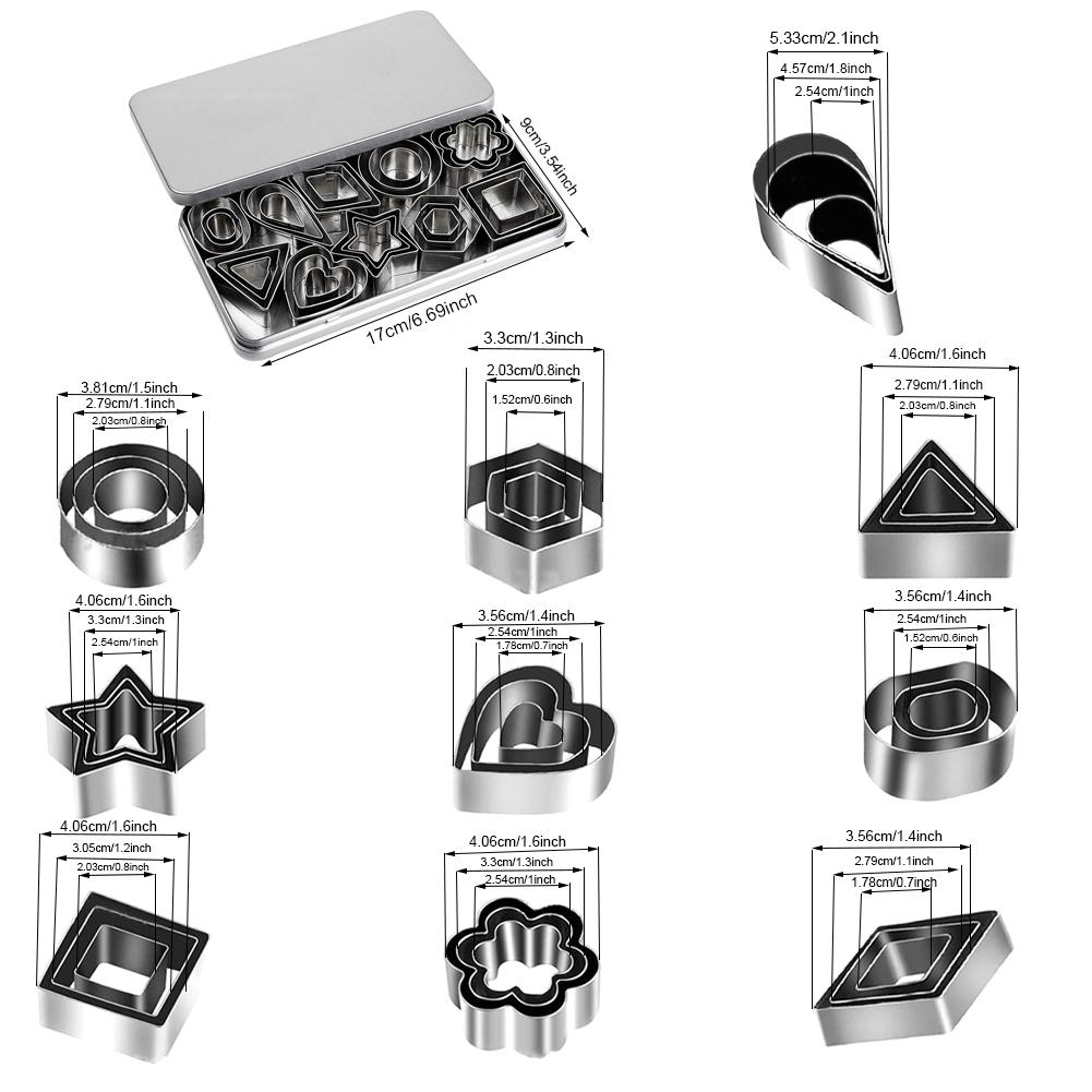 30pcs Assorted Shape Cookie Cutter Geometric Easy Press DIY Mini Baking Mold