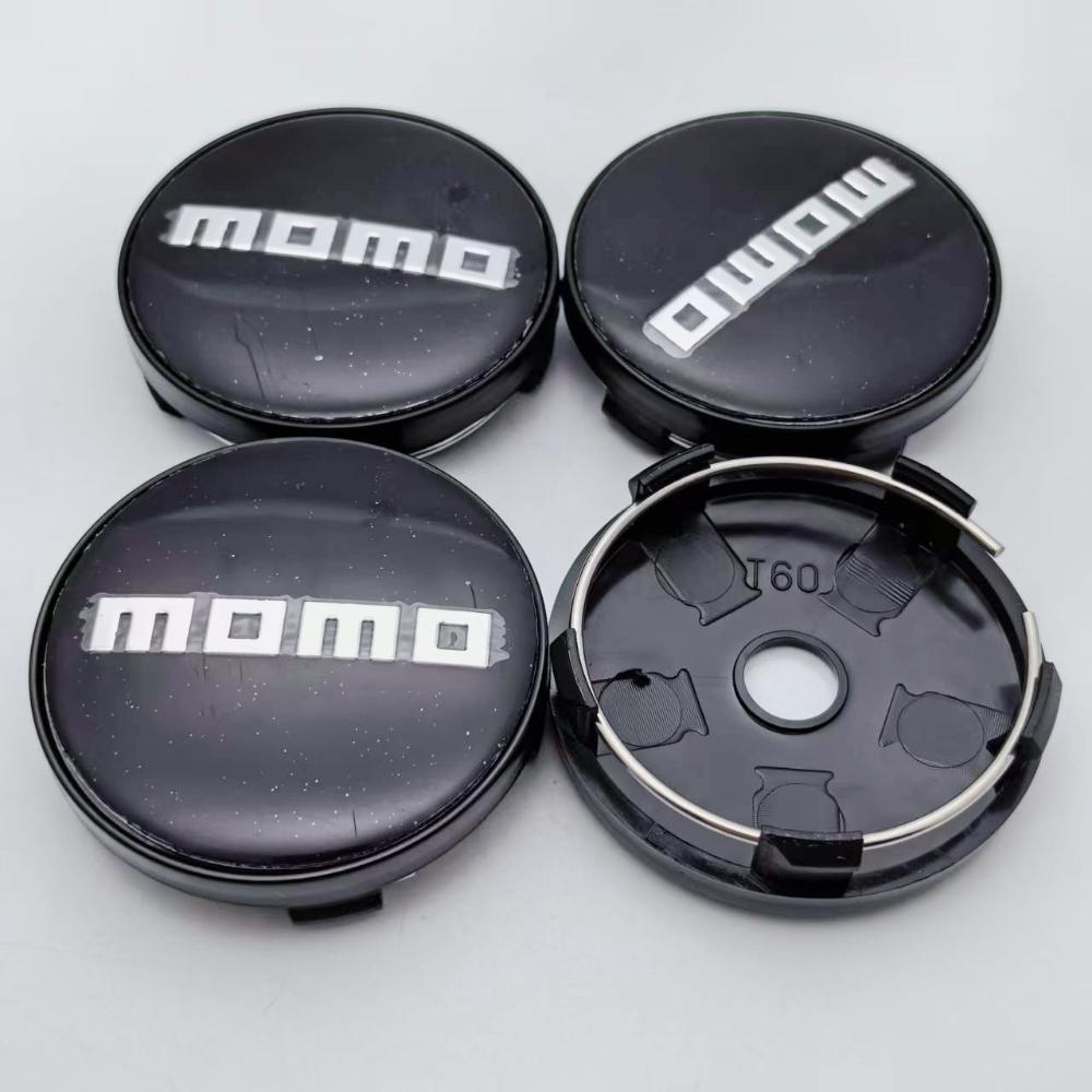 COY1 4pcs 60mm Car Wheel Center Caps With MOMO Badge Logo Rim Hubcaps Cover MOMO Emblem Styling Accessories for VW BMW Subaru Honda