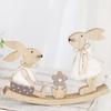 Wooden Seesaw Rabbit Ornament Household Decor Painted Graffiti Handicrafts Happy Easter Party