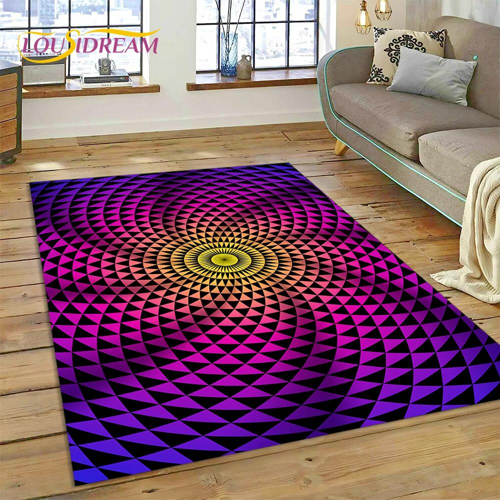 3D Vortex Visual Illusions Ковер Ковер для гостиной Спальня Домашний декор, Напольный коврик Нескользящее украшение для дивана Кухня Коврик