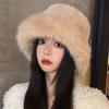 Hat Winter Thickened Imitation Fur Warm Versatile Big Head Circumference Retro Plush Bucket Hat