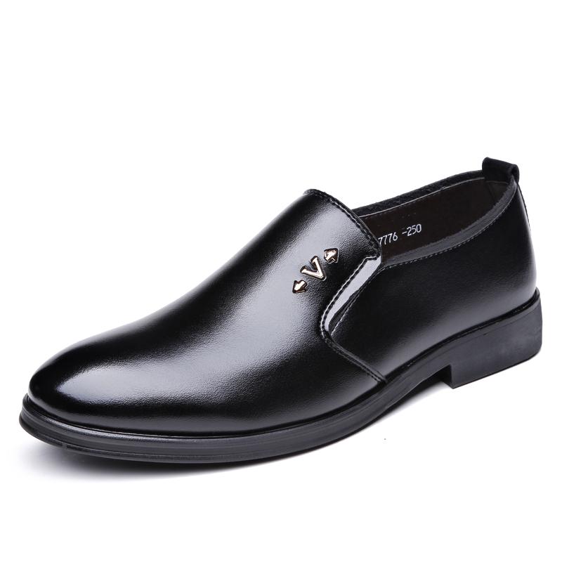 High Quality Leather Men Formal Shoes Men's Business Shoes Casual Loafers Dress Moccasins Breathable Slip On Black Driving Shoes