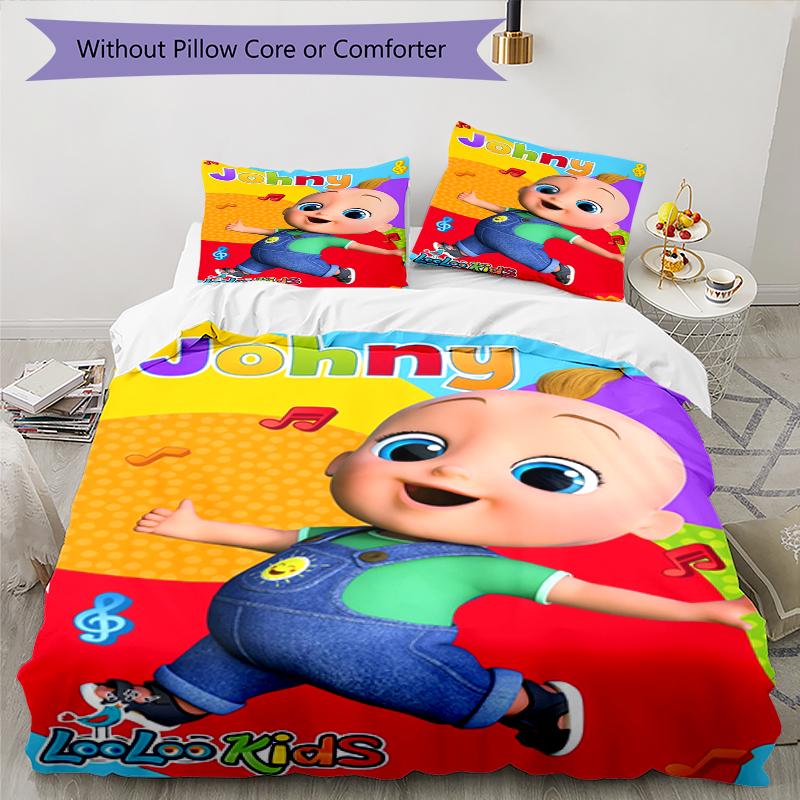 3pcs CoComelon Bedding Set Duvet Cover Closure Includes 1 Duvet Cover & 2 Pillowcases, Soft and Comfortable for All Seasons.