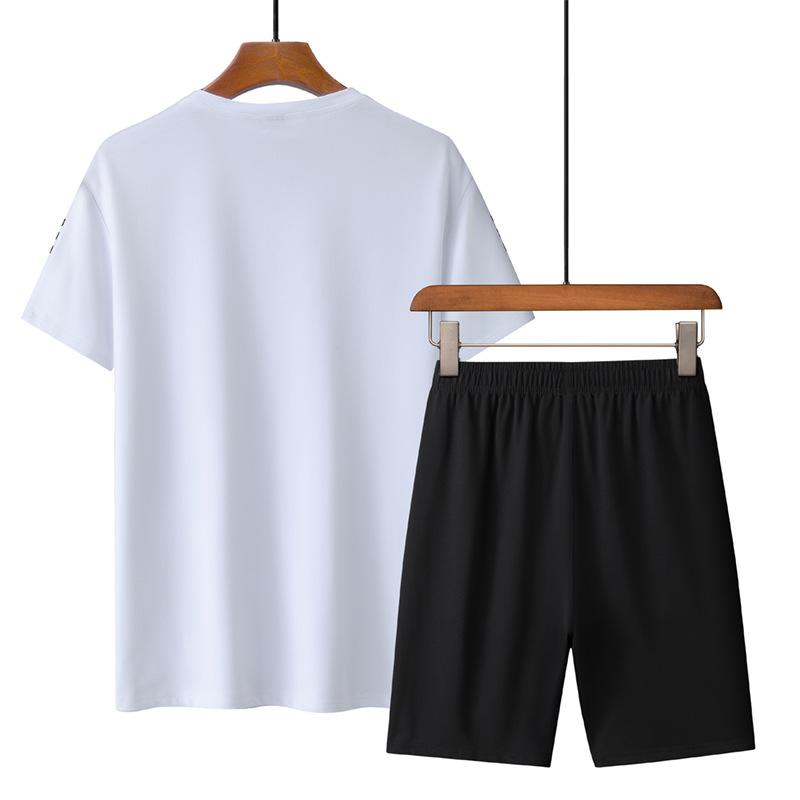 Комплект для отдыха и спорта, мужской летний универсальный тонкий дышащий комплект для фитнеса и бега, удобный комплект из двух предметов с коротким рукавом