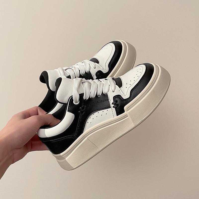 Dopamine Platform White Shoes Women's New Women's Low-Tooth Shoes Color Matching Sports Casual Shoes Women