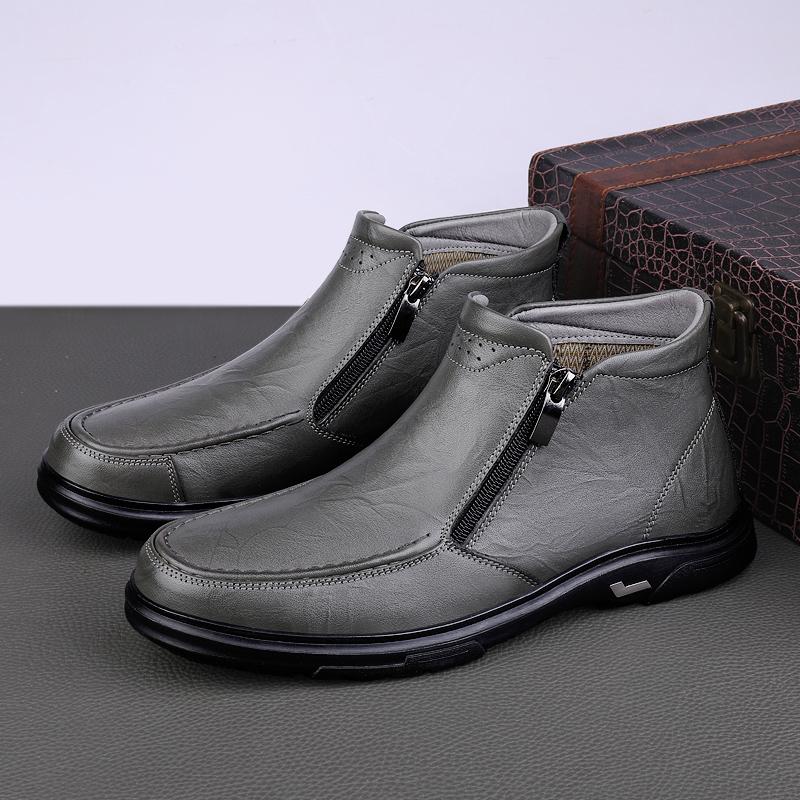 Модные мужские ботинки из натуральной кожи, ветрозащитные, противоскользящие, осенне-зимние ботинки Челси, теплые зимние ботинки, мужские хлопковые ботинки, повседневная обувь для мужчин