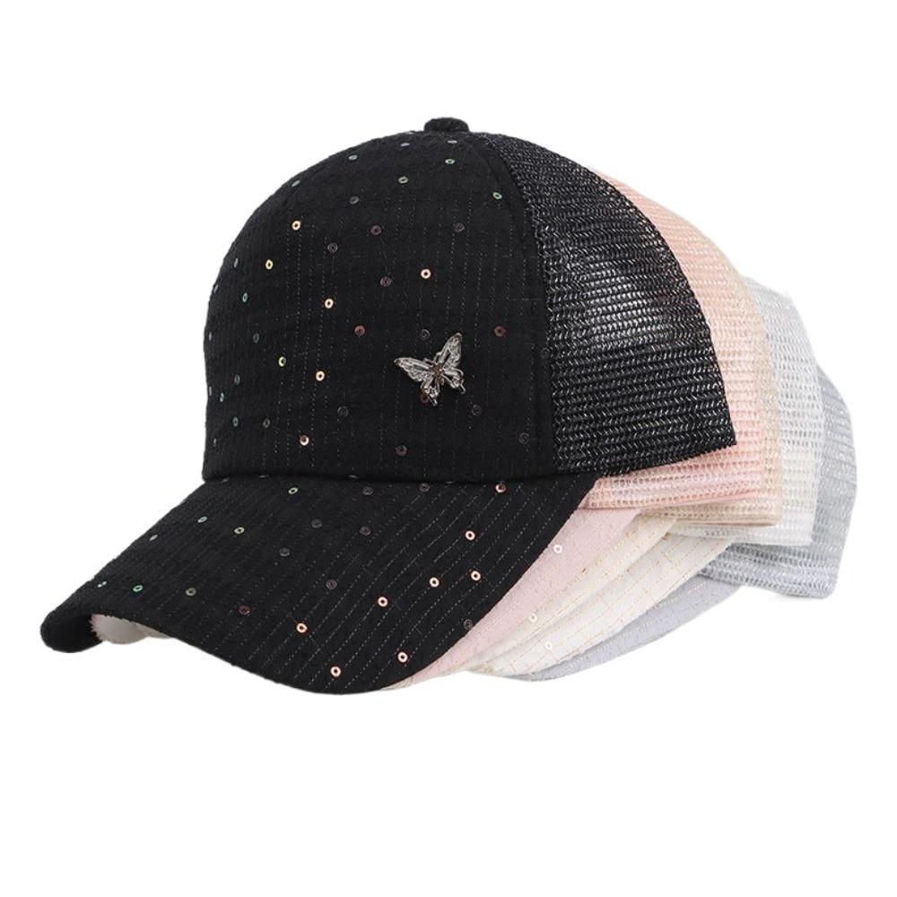 Butterfly Sport Peaked Hat Adjustable Summer Sun Hat Fashion Mesh Baseball Hat Riding