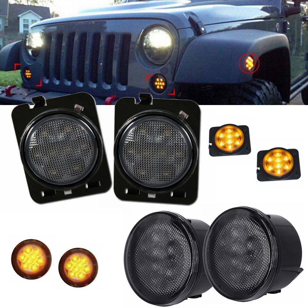 2007+ Wrangler JK Дымчато-черная решетка радиатора, указатель поворота и комбинированный фонарь подсветки колесной арки