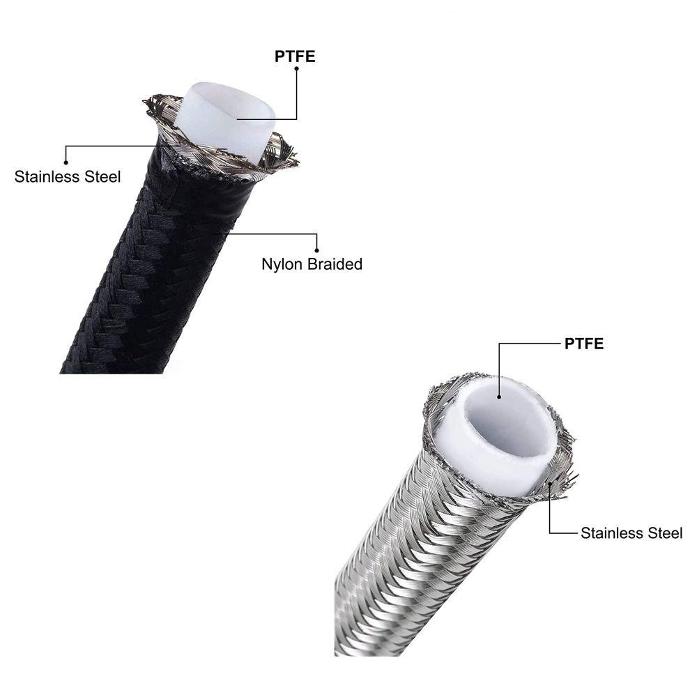 1M 3M 5M PTFE масляный шланг AN4-AN12 нержавеющая сталь универсальный конец топливный шланг плетеный газовый трубопровод турбомасляный охладитель напорная трубка
