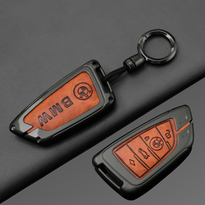 Alloy Leather Car Key Case Cover Bag For BMW 1 3 5 7 Series X1 X3 X4 X5 F10 F15 F16 F20 F30 F18 F25 M3 M4 E34 Holder Accessories FLVCM1