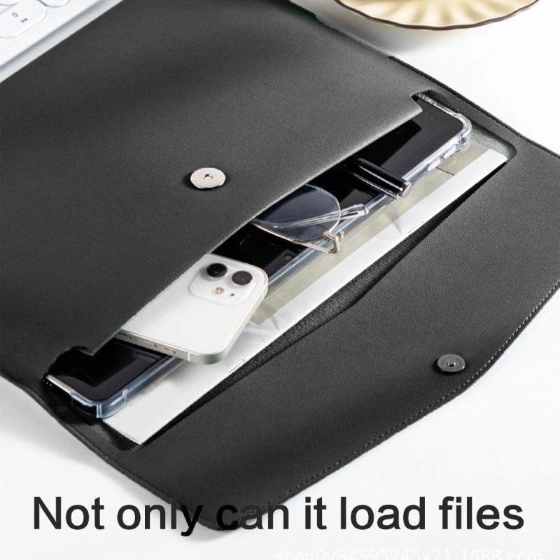 Large Capacity File Organiser Documents Pouches Magnetic Snap Closure Water Resistant Leather Document Folder For Office