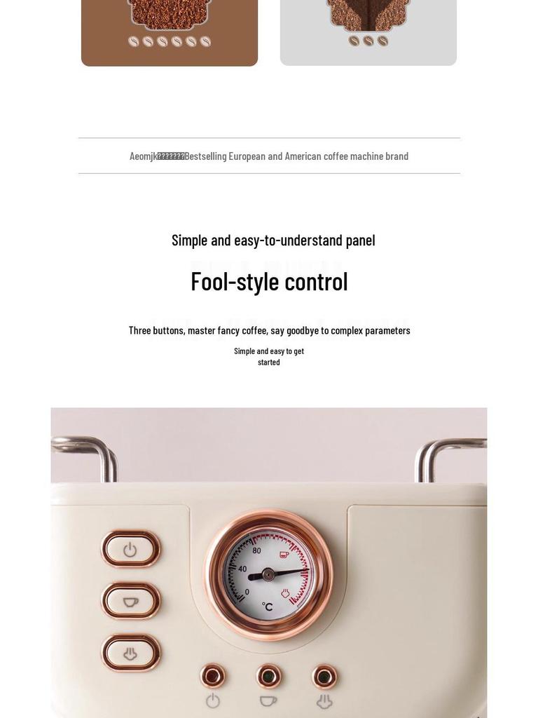 Ретро полуавтоматическая кофемашина высокого давления 20 Бар с капучинатором