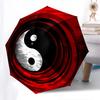 Yin Yang, Red Background Themed Automatic Opening and Closing Umbrella, Brightly Colored 8-rib Portable Umbrella, Suitable for Men and Women