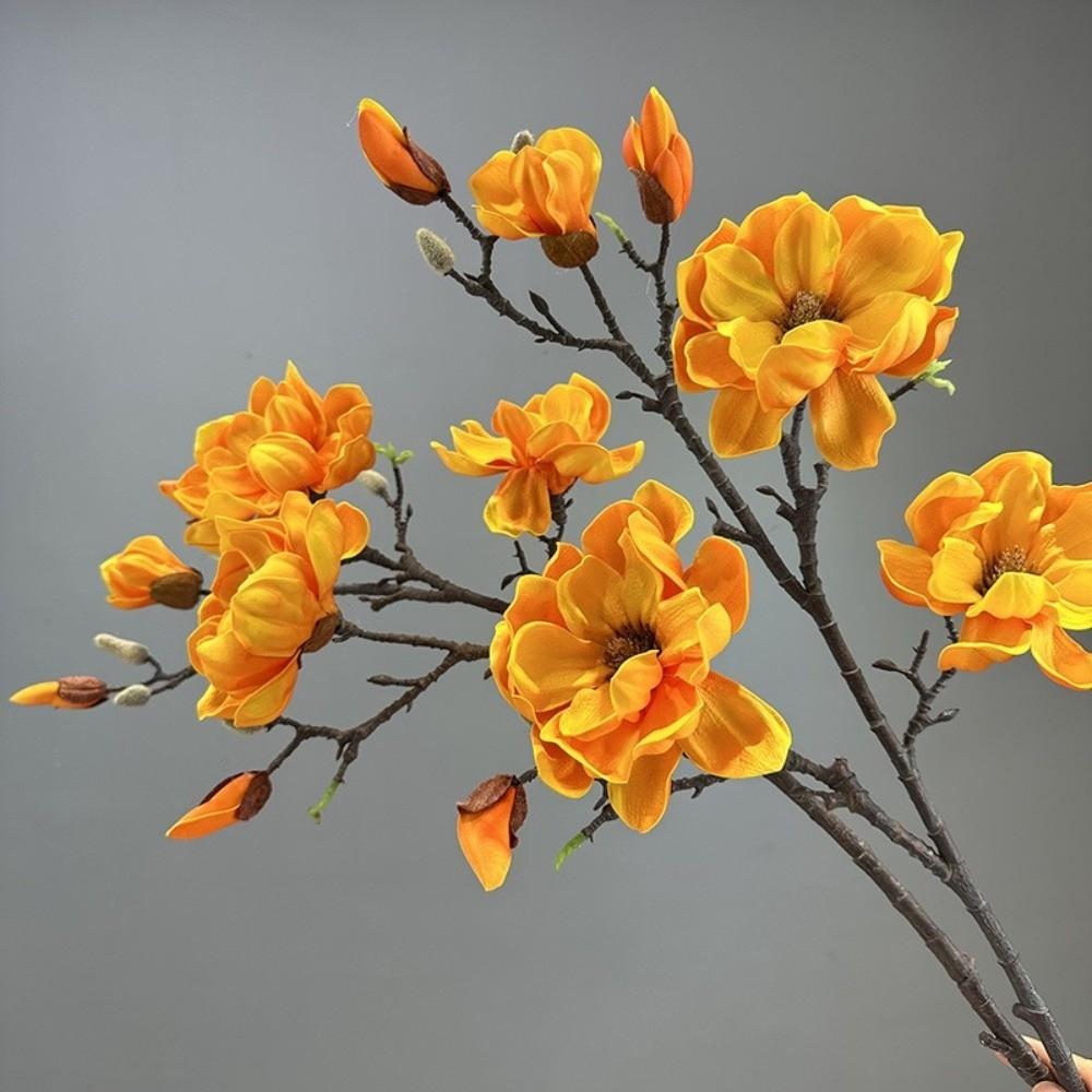 Handmade Simulation Big Magnolia Real Touch Fake Flower Artificial Magnolia Branch  Teacher's Day