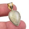 Natural Prehnite Gemstone 925 Solid Sterling Silver Two Tone Pendant 1.50" o8K55