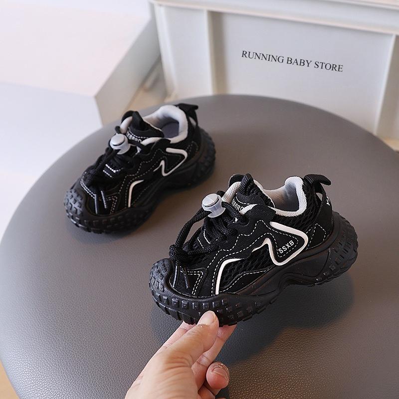 Chunky Sneaker for Children Mesh Platform Shoes Pure Color Elastic Band Girl Trendy Trainers Thick Sole Boys School Shoes I07243