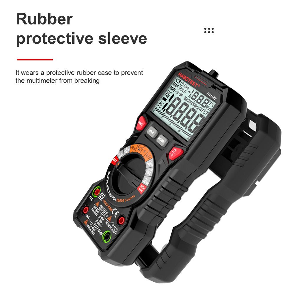 HABOTEST HT118E Цифровой мультиметр Мультиметр с автоматическим диапазоном, 20 000 отсчетов, истинное среднеквадратичное значение, измерение переменного/постоянного тока