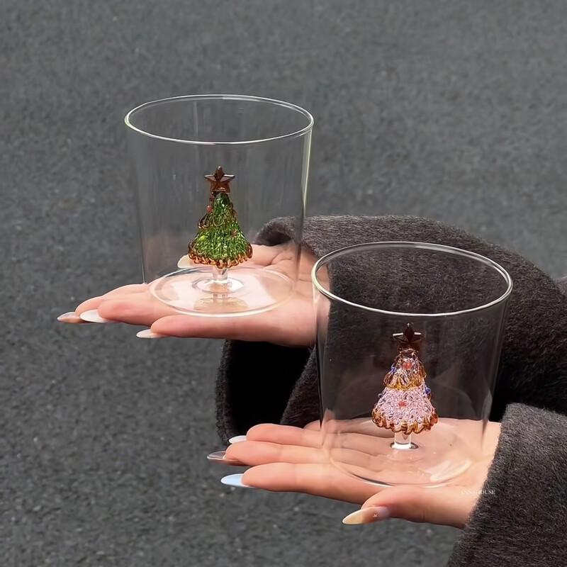 3D стеклянная кружка с рождественской елью, термостойкая