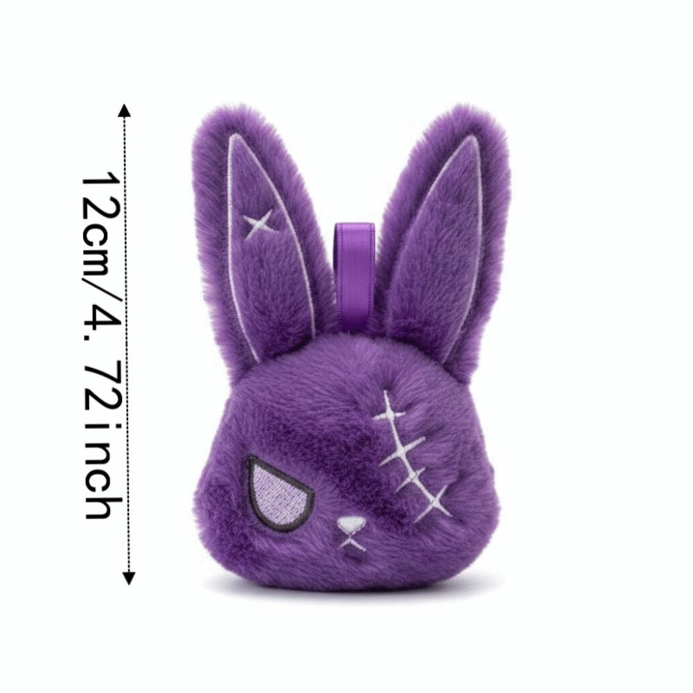 Fluffy Gothic Rabbit Compact Stitched Bunny Bag Pendant Halloween Plushie Goth Lovers
