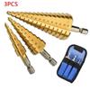 Straight Groove Step Drill Bit HSS Titanium Coated Wood Metal Hole Cutter Core Drilling Tools Set 4 Models