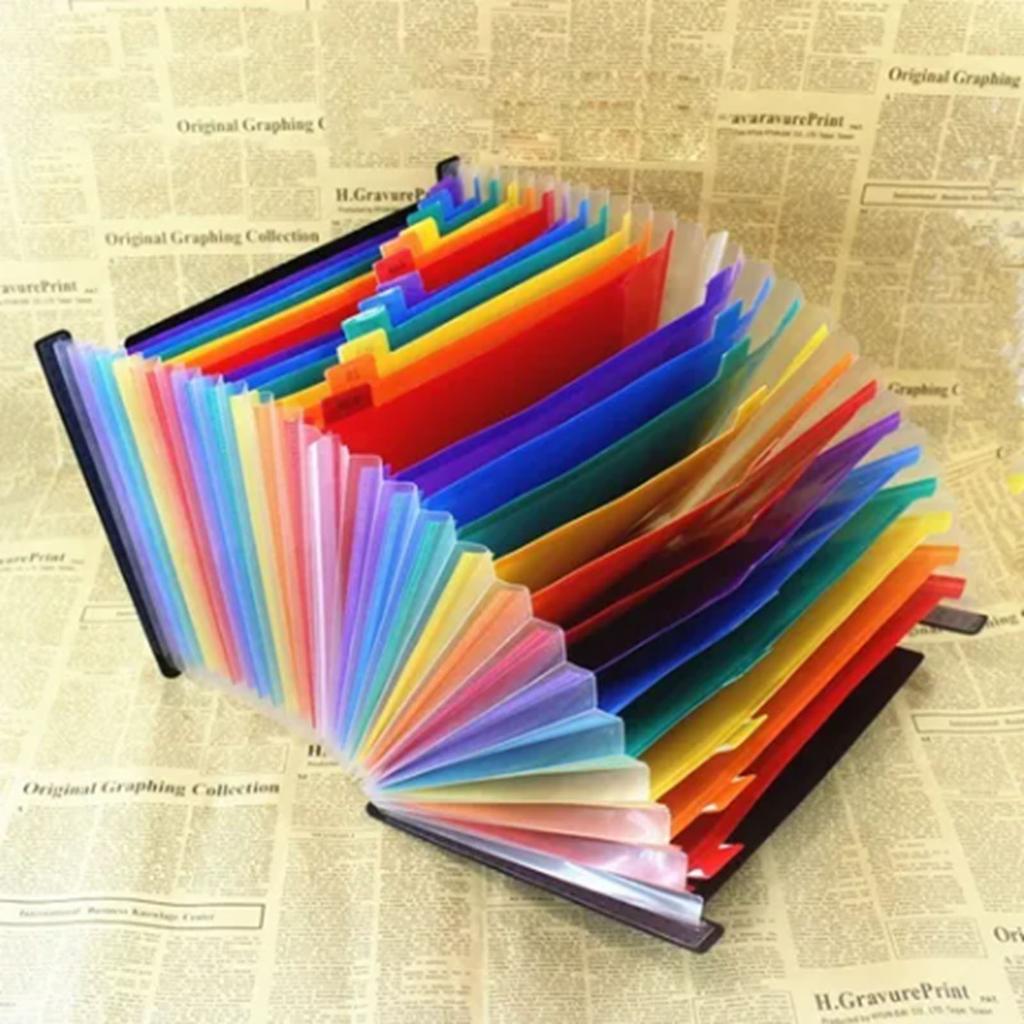 Расширяющаяся папка-файл с 24 отделениями, большой вместимостью, цветными пластиковыми вкладками, счетами, квитанциями и документами