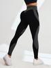 Seamless High-Waist Colorblock Yoga Pants: Women's Breathable, Butt-Lifting, Black Striped Sportswear
